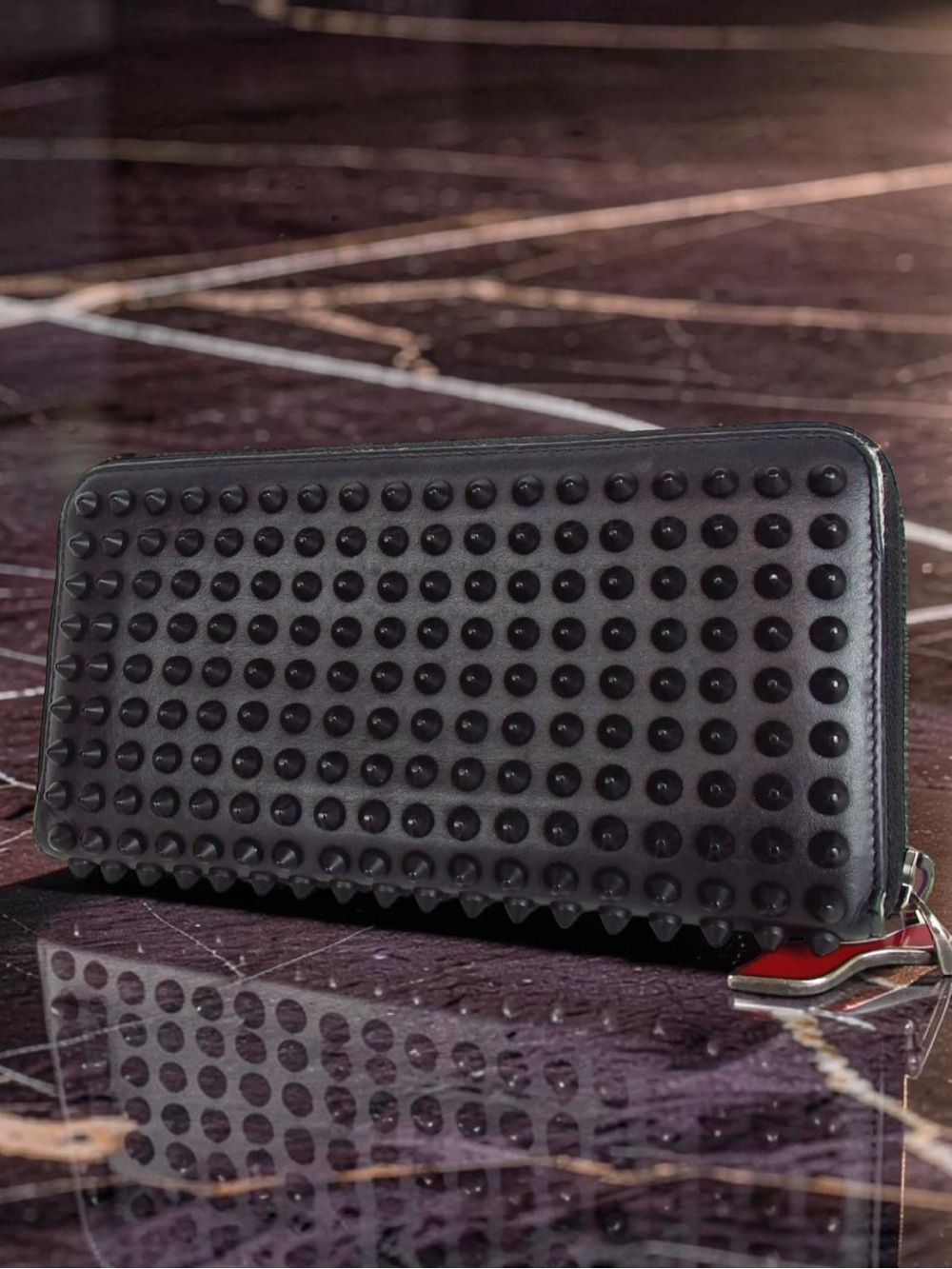 Christian Louboutin Panettone Studded Leather Zip Around Wallet 😍🖤